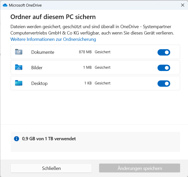 OneDrive Sicherung prüfen 3