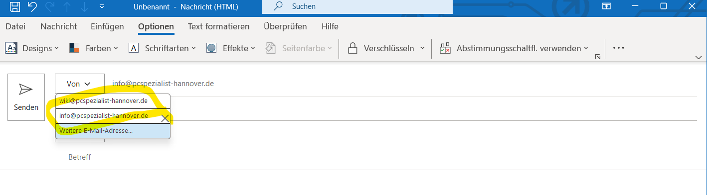 Outlook Absender anpassen 4