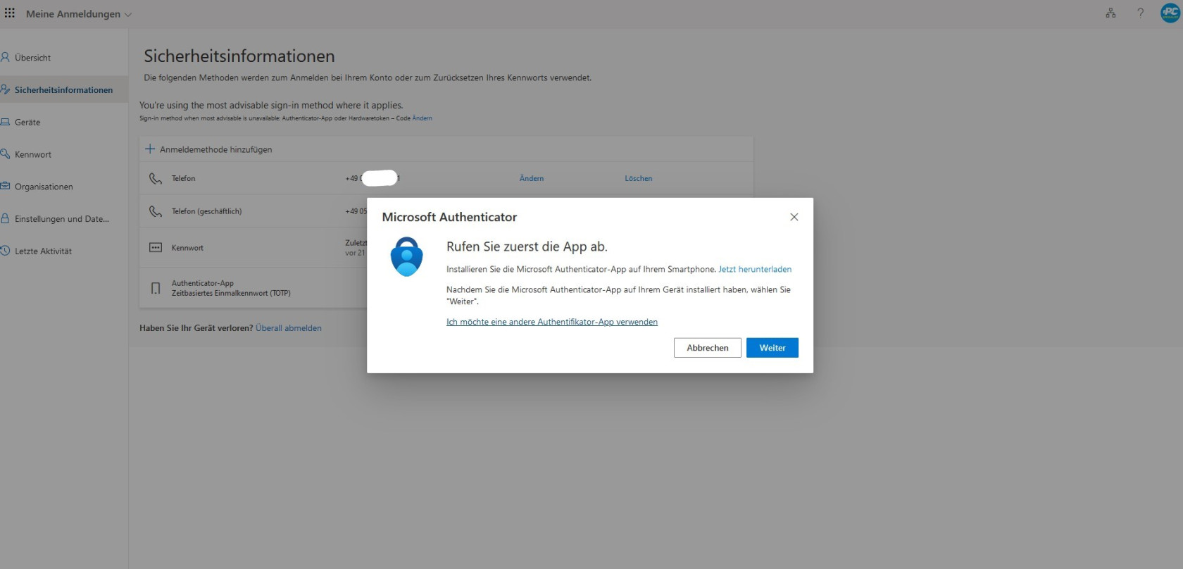MFA mit OTP einrichten 2