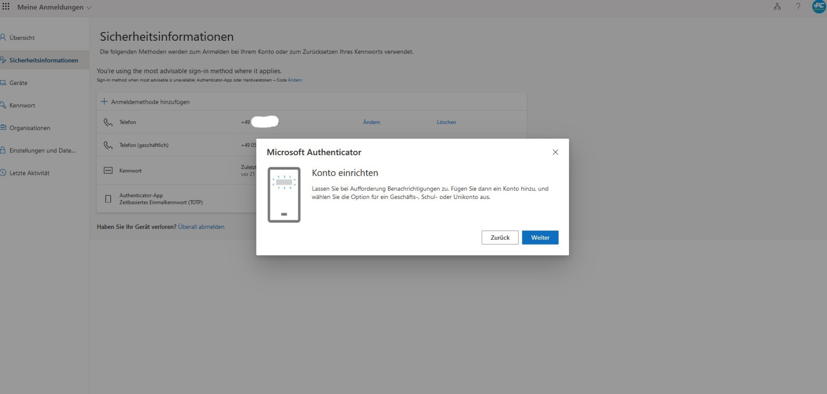MFA mit OTP einrichten 3