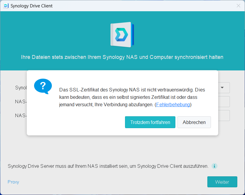 Synology Drive Windows Anmeldung 2