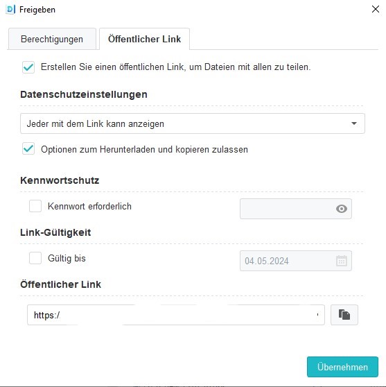 Synology Drive Freigabelink 2