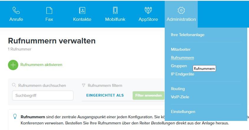 Placetel Weiterleitung 1
