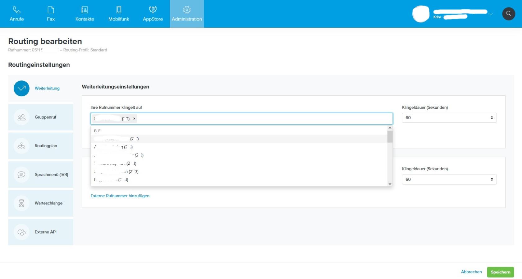 Placetel Weiterleitung 2